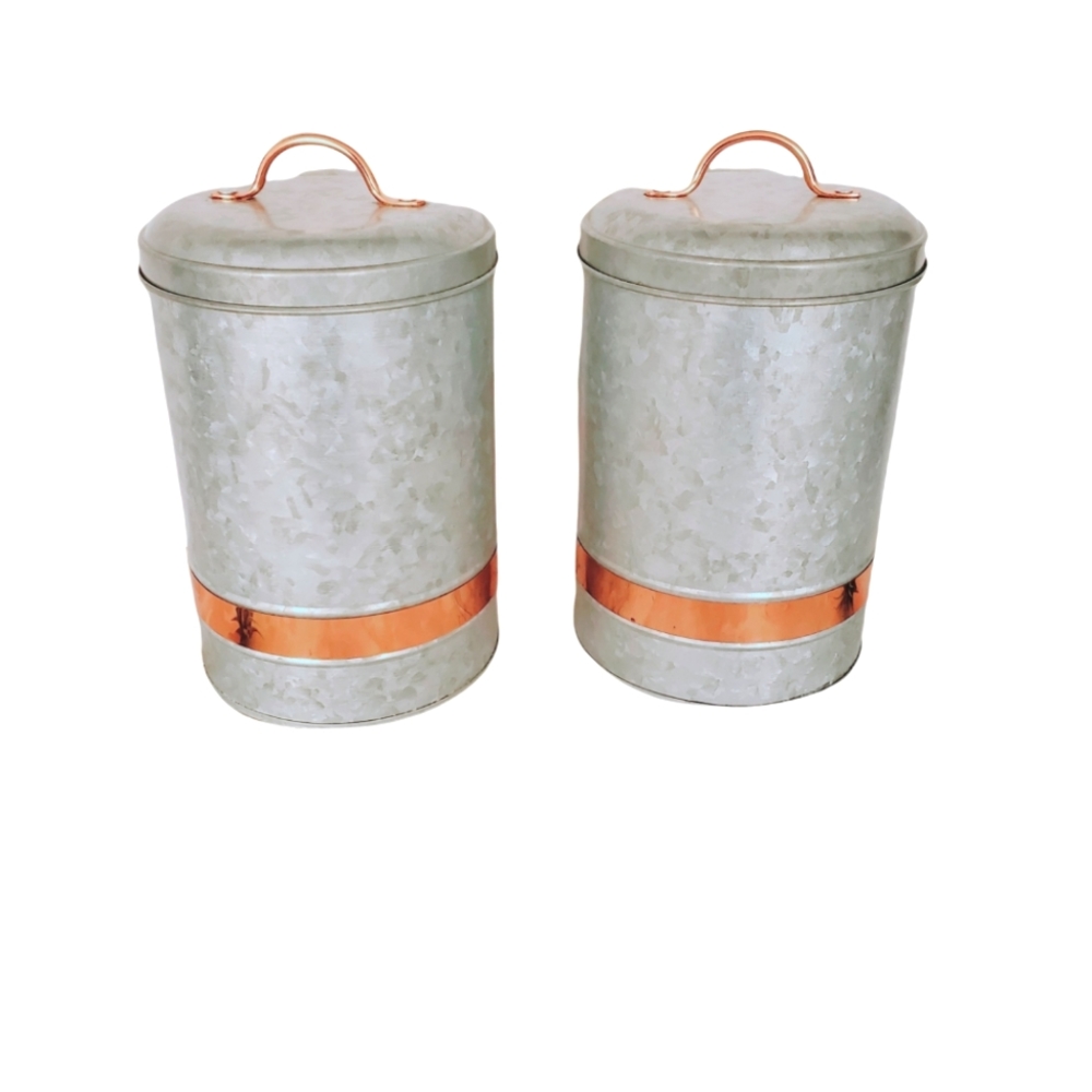 Modern Farmhouse 2-Piece Galvanized Container Set